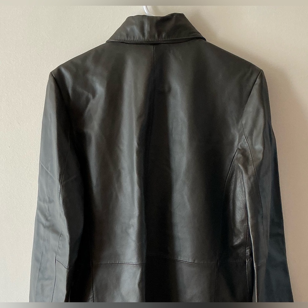 Bernardo Dark Brown Leather Jacket Button Front S… - image 6